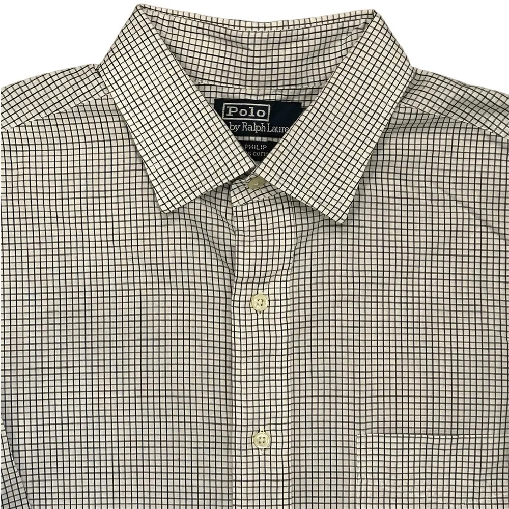 POLO by Ralph Lauren Philip Navy/Black Plaid Dress Shirt Button Up Collared 17.5